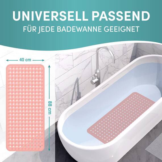 Engelbach® Badewannenmatte Inkl. 2 Haken zum Trocknen 88x40cm - Rutschmatte Badewanne 100% BPA-Frei - Wanneneinlage schimmelresistent & maschinenwaschbar