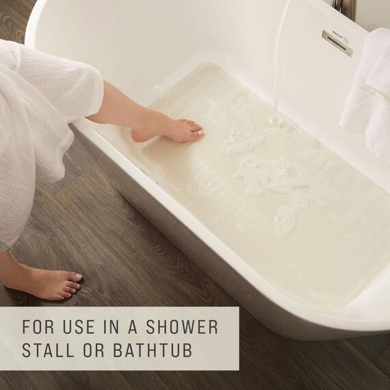 Rubbermaid Commercial Products Badewannen- und Duschmatte, 91,4 x 45,7 cm, weiß, extra lang, maschinenwaschbar, rutschfeste Badezimmermatte mit Saugnäpfen für Zuhause/Hotel/Dusche/Badewanne