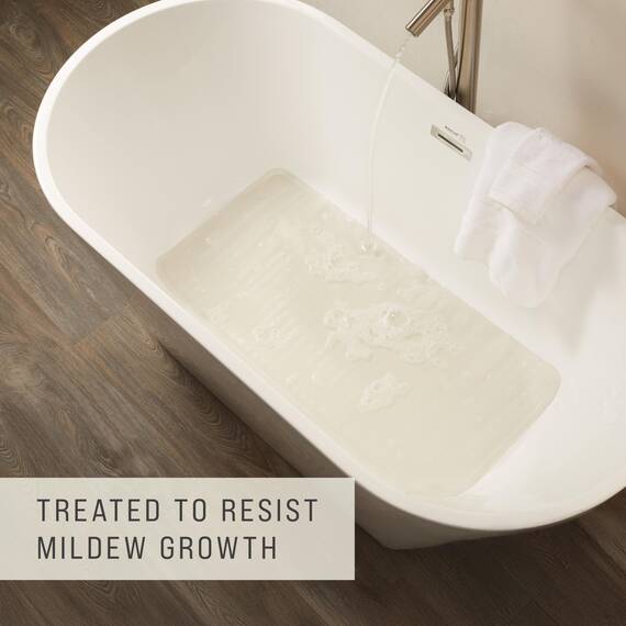 Rubbermaid Commercial Products Badewannen- und Duschmatte, 91,4 x 45,7 cm, weiß, extra lang, maschinenwaschbar, rutschfeste Badezimmermatte mit Saugnäpfen für Zuhause/Hotel/Dusche/Badewanne