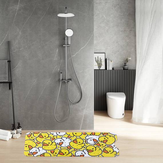 Tubozadi Badewannenmatte für Kinder, Baby, rutschfeste Duschmatte, 101,6 x 40,6 cm, extra lang, rutschfest, Badematten für Badewannenmatte mit Saugnäpfen und Abflusslöchern, gelbe Ente