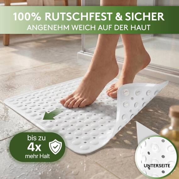 SilverRack - rutschfeste, BPA-freie Duschmatte 53 x 53 cm für Kinder, maschinenwaschbar und schimmelfrei (Weiß)