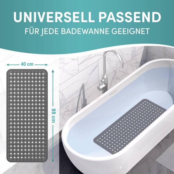 Engelbach® Badewannenmatte rutschfest Inkl. 2 Haken zum Trocknen 88x40cm - Antirutschmatte Badewanne 100% BPA-Frei - Badewanneneinlage schimmelresistent & maschinenwaschbar
