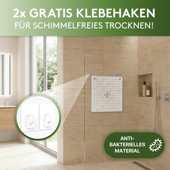 SilverRack - rutschfeste, BPA-freie Duschmatte 53 x 53 cm für Kinder, maschinenwaschbar und schimmelfrei (Weiß)