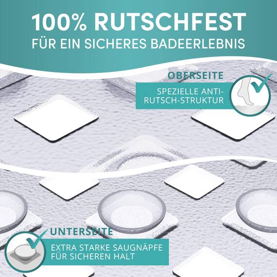 Engelbach® Badewannenmatte rutschfest Inkl. 2 Haken zum Trocknen 88x40cm - Antirutschmatte Badewanne 100% BPA-Frei - Badewanneneinlage schimmelresistent & maschinenwaschbar