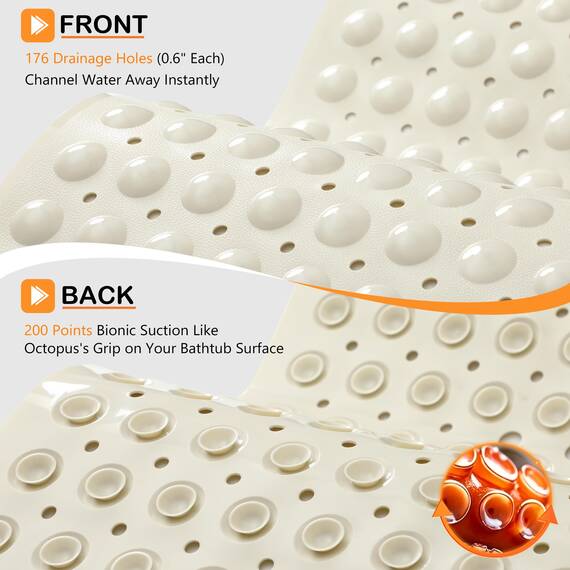Yimobra Badewannenmatte, Extra Lang Badematte für Wanne 100 x 40 cm Anti-Rutsch mit Abflusslöchern, Saugnäpfen, Phthalatfrei, Latexfrei, BPA-frei und Maschinenwaschbar