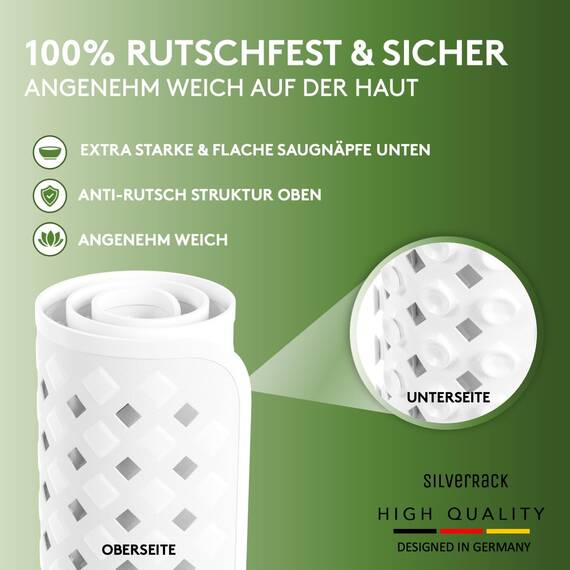 SilverRack Badewannenmatte 88x40 cm (Weiß RAUTEN) - Antirutschmatte Badewanne BPA frei für Kinder und Babys - Duschmatte schimmelresistent & maschinenwaschbar - Badematte rutschfest