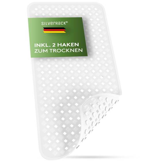 SilverRack Badewannenmatte 88x40 cm (Weiß RAUTEN) - Antirutschmatte Badewanne BPA frei für Kinder und Babys - Duschmatte schimmelresistent & maschinenwaschbar - Badematte rutschfest