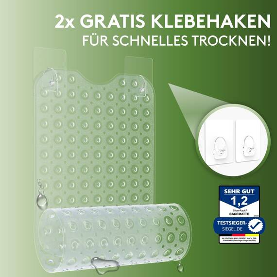 SilverRack Badewannenmatte 100x40 cm (Transparent) - Antirutschmatte Badewanne BPA frei für Kinder und Babys - Duschmatte schimmelresistent & maschinenwaschbar - Badematte rutschfest