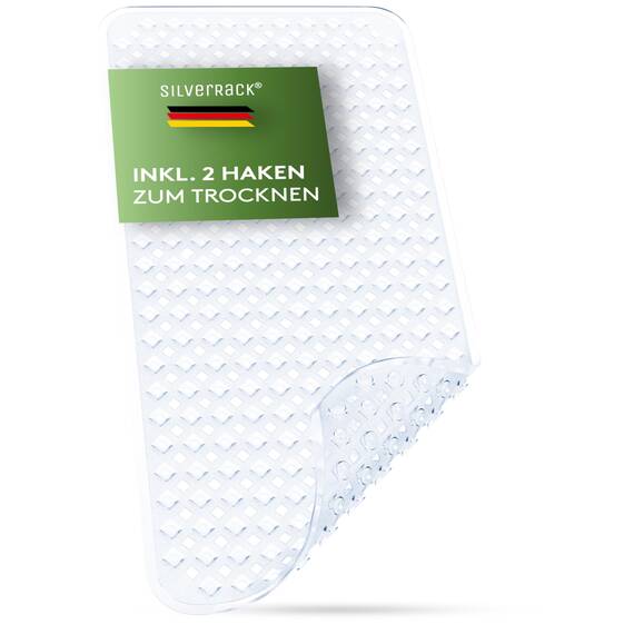 SilverRack Badewannenmatte 88x40 cm (Transparent RAUTEN) - Antirutschmatte Badewanne BPA frei für Kinder und Babys - Duschmatte schimmelresistent & maschinenwaschbar - Badematte rutschfest
