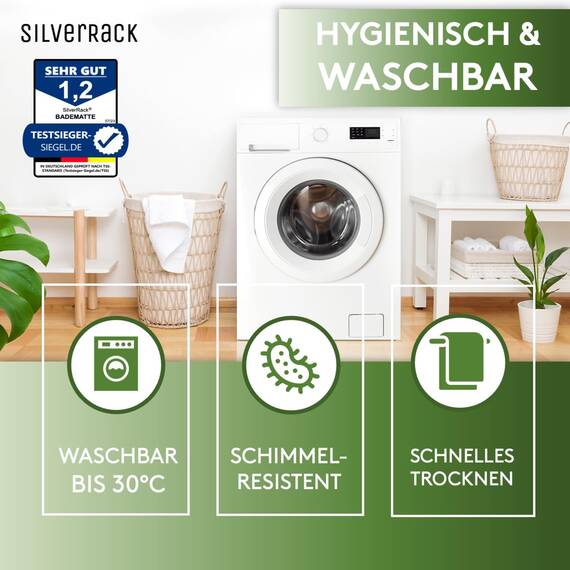SilverRack Badewannenmatte 100x40 cm (Weiß) - Antirutschmatte Badewanne BPA frei für Kinder und Babys - Duschmatte schimmelresistent & maschinenwaschbar - Badematte rutschfest