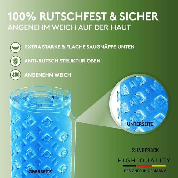 SilverRack Badewannenmatte 88x40 cm (Blau RAUTEN) - Antirutschmatte Badewanne BPA frei für Kinder und Babys - Duschmatte schimmelresistent & maschinenwaschbar - Badematte rutschfest