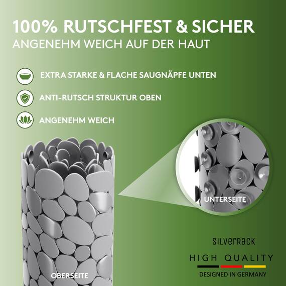 SilverRack Badewannenmatte 88x40 cm (Grau Kiesel Steinoptik) Antirutschmatte Badewanne BPA frei - Duschmatte schimmelresistent & maschinenwaschbar - Badematte rutschfest