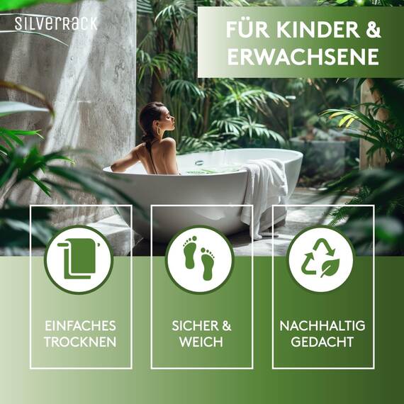 SilverRack Badewannenmatte 100x40 cm (Weiß) - Antirutschmatte Badewanne BPA frei für Kinder und Babys - Duschmatte schimmelresistent & maschinenwaschbar - Badematte rutschfest