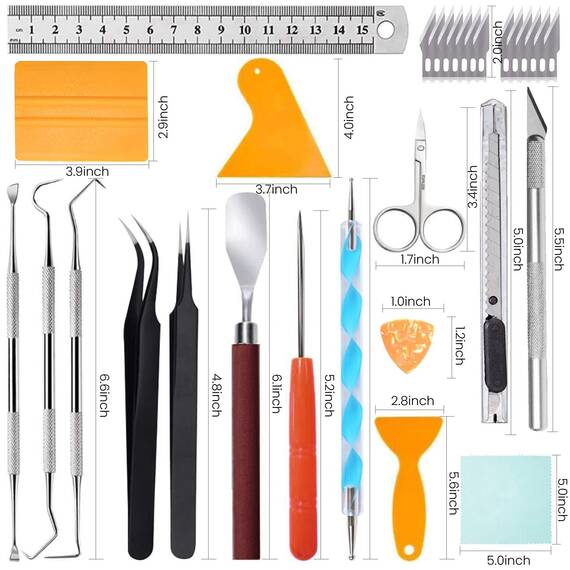 MELARQT 16-teiliges Bastelwerkzeug-Set, Vinyl Unkrautwerkzeuge, Craft Basic Set, Craft Vinyl Tools Kit für Silhouetten/Cameos/Schriftzug/Schneiden/Spleißen