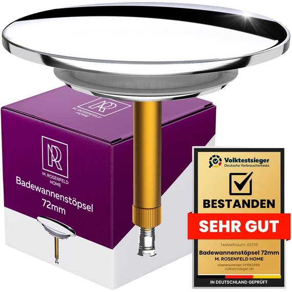 M. Rosenfeld Home Badewannenstöpsel Universal 72 mm und Waschbeckenstöpsel 40mm Premium Universal Set