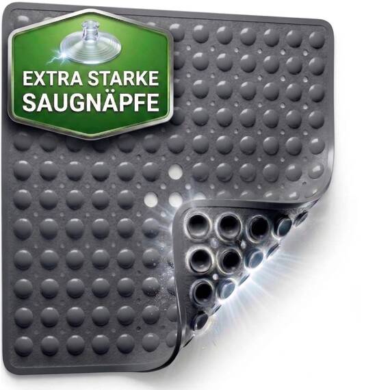 SilverRack Duschmatte rutschfest 53x53 cm (Anthrazit) - Antirutschmatte für Kinder - Badematte, maschinenwaschbar und schimmelresistent