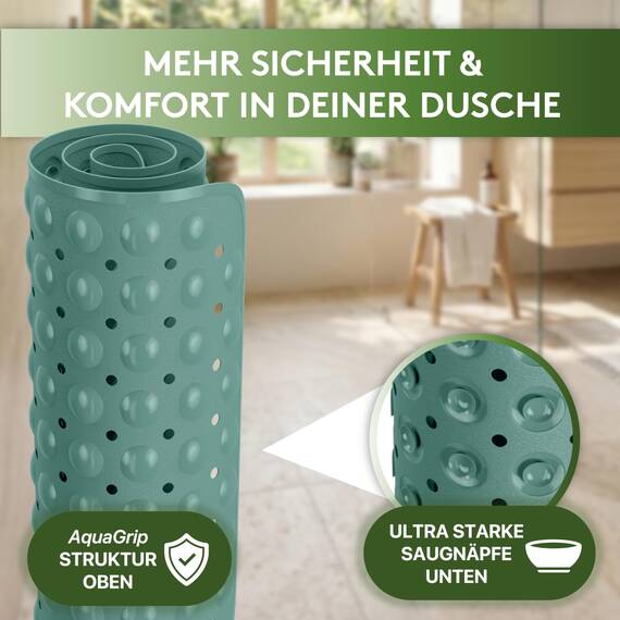 SilverRack Duschmatte rutschfest 53x53 cm (Waldgrün) - Antirutschmatte Dusche BPA frei für Kinder - Badematte rutschfest, maschinenwaschbar u. schimmelresistent - Duscheinlage