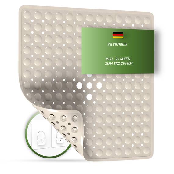 SilverRack Badewannenmatte, 53 x 53 cm (Beige), rutschfest, BPA-frei, für Kinder und Babys, schimmelresistent und maschinenwaschbar, rutschfeste Badematte