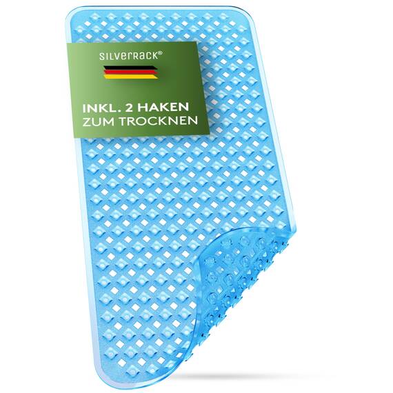 SilverRack Badewannenmatte 88x40 cm (Blau RAUTEN) - Antirutschmatte Badewanne BPA frei für Kinder und Babys - Duschmatte schimmelresistent & maschinenwaschbar - Badematte rutschfest
