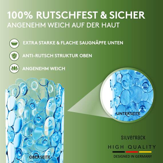 SilverRack Badewannenmatte 88x40 cm (blau Kiesel Steinoptik) Antirutschmatte Badewanne BPA frei - Duschmatte schimmelresistent & maschinenwaschbar - Badematte rutschfest