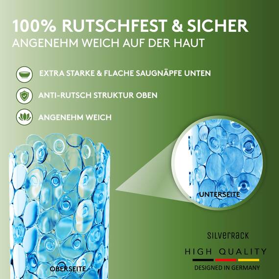 SilverRack Duschmatte rutschfest 53 x 53 cm Antirutschmatte Dusche BPA Frei Badvorleger rutschfest & maschinenwaschbar, schimmelresistent, Kieselsteinoptik Blau