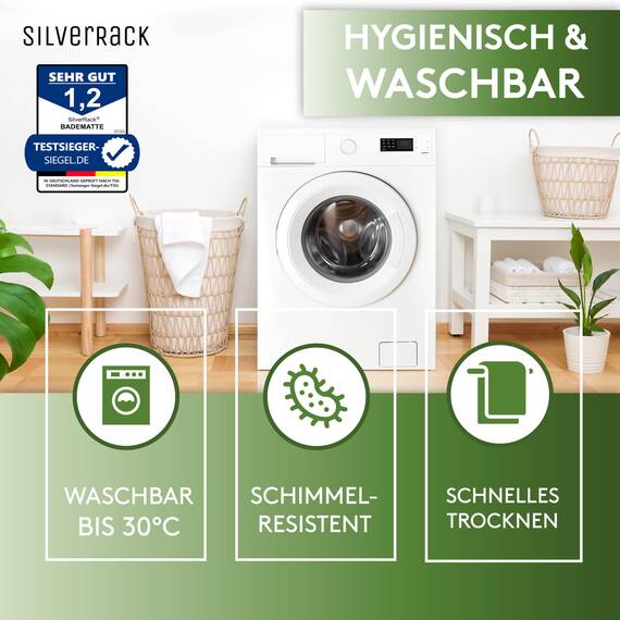 SilverRack Badewannenmatte 69x36 cm (Blau Kiesel Steinoptik) Antirutschmatte Badewanne BPA frei - Duschmatte schimmelresistent & maschinenwaschbar - Badematte rutschfest