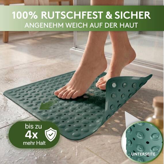 SilverRack Duschmatte rutschfest 53x53 cm (Waldgrün) - Antirutschmatte Dusche BPA frei für Kinder - Badematte rutschfest, maschinenwaschbar u. schimmelresistent - Duscheinlage