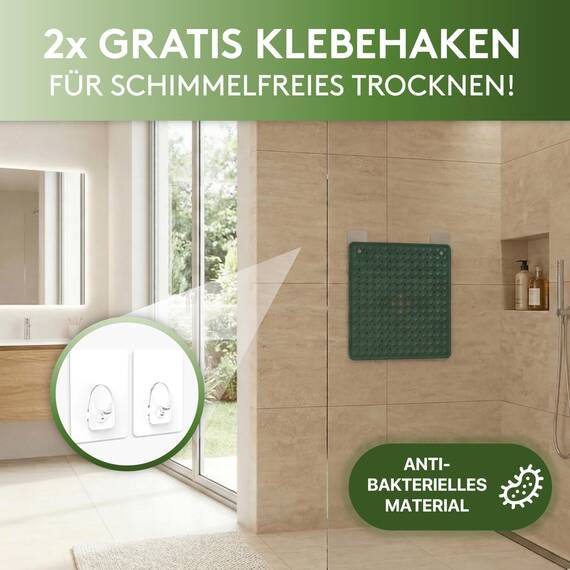 SilverRack Duschmatte rutschfest 53x53 cm (Waldgrün) - Antirutschmatte Dusche BPA frei für Kinder - Badematte rutschfest, maschinenwaschbar u. schimmelresistent - Duscheinlage