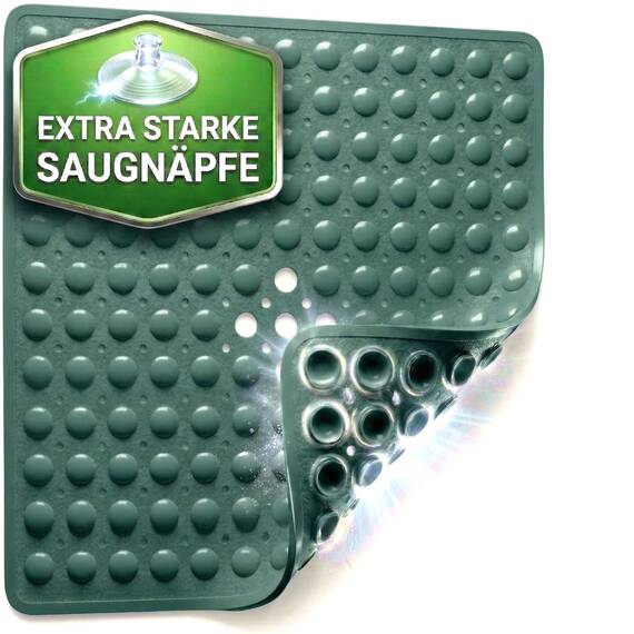 SilverRack Duschmatte rutschfest 53x53 cm (Waldgrün) - Antirutschmatte Dusche BPA frei für Kinder - Badematte rutschfest, maschinenwaschbar u. schimmelresistent - Duscheinlage