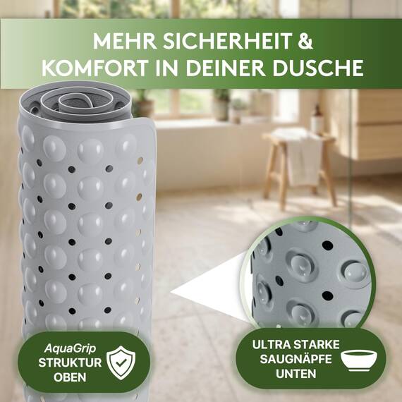 SilverRack Duschmatte rutschfest 53x53 cm (Grau) - Antirutschmatte für Kinder - Badematte, maschinenwaschbar und schimmelresistent