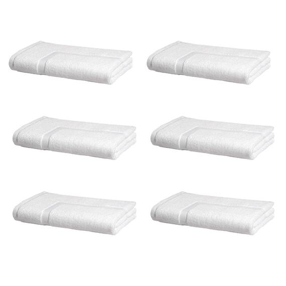 Amazon Basics AmazonCommercial Badematten-Set, 100% Baumwolle, 6 Stück, 50,8 x 76,2 cm, 684 g/m², Weiß
