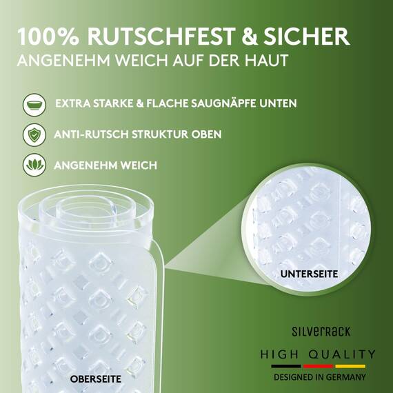 SilverRack Duschmatte rutschfest 53x53 cm (Transparent RAUTEN) - Antirutschmatte Dusche BPA frei für Kinder - Badematte maschinenwaschbar u. schimmelresistent - Duscheinlage rutschfest