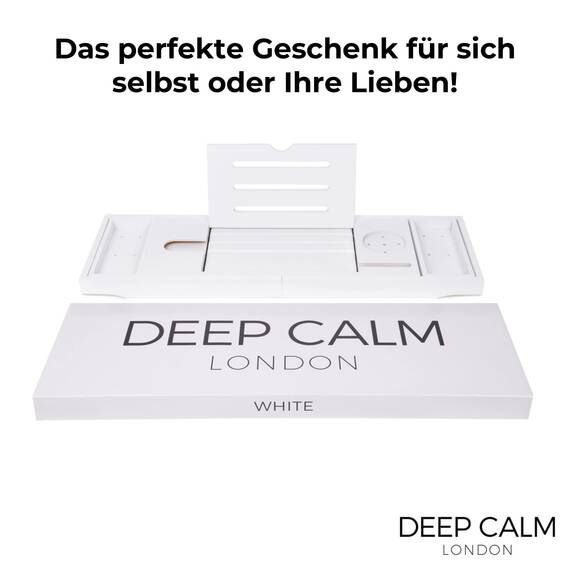 Deep Calm Badewannenablage - Verstellbares Bambus-Badewannenbrett - rutschfeste Badewannenablage Passend für die meisten Badewannen - Hält Buch, iPad, Telefon, Glas, Kerze