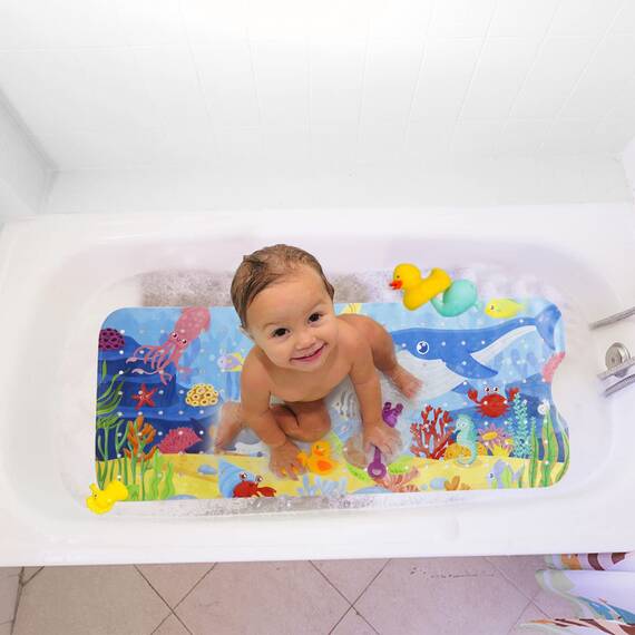 YOCOLE Badewannenmatte Kinder, 100x40cm Duschmatte Badematte Rutschfest, Antirutschmatte Badewanne Dusche Badewanneneinlage, BPA-frei PVC Bath Mat mit Saugnäpfen, Schimmelresistent & Maschinenwaschbar