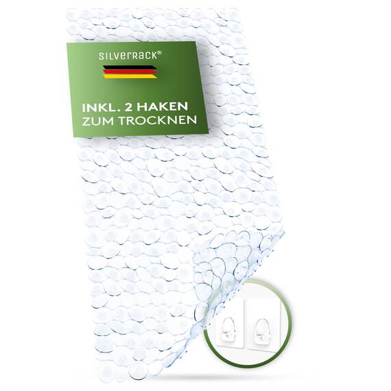 SilverRack Badewannenmatte 88x40 cm (transparent Kiesel Steinoptik) Antirutschmatte Badewanne BPA frei - Duschmatte schimmelresistent & maschinenwaschbar - Badematte rutschfest