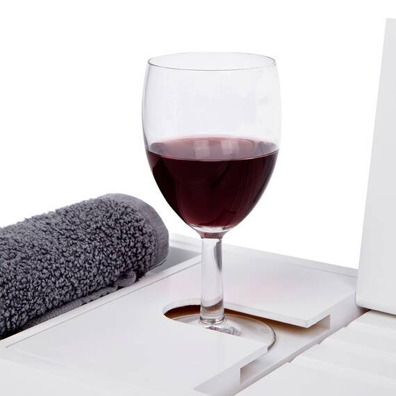 Deep Calm Badewannenablage - Verstellbares Bambus-Badewannenbrett - rutschfeste Badewannenablage Passend für die meisten Badewannen - Hält Buch, iPad, Telefon, Glas, Kerze