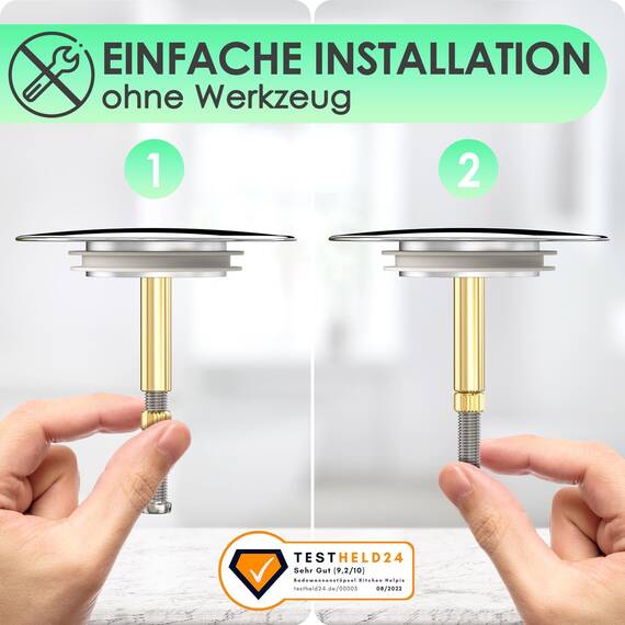 Kitchen Helpis® 2 Badewannenstöpsel Universal, ⌀ 72 mm Stöpsel, ROSTFREI und HOCHGLANZVERCHROMT, 100% dicht Dank passgenauer Doppeldichtung, Stöpsel für alle gängigen Badewannen da höhenverstellbar