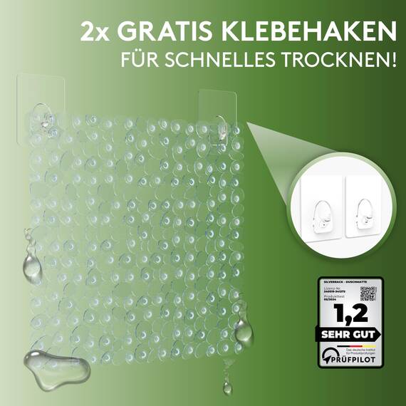 SilverRack DermaSensitive Duschmatte | 100% BPA-frei (transparenz) | Steinoptik | für Kinder und Babys | rutschfeste, sicherhaltige Duschmatte