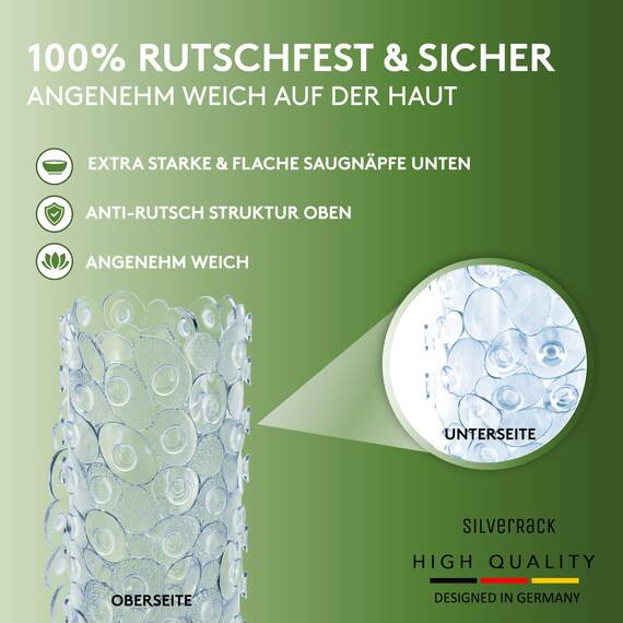 SilverRack Badewannenmatte 69x36 cm (Transparent Kiesel Steinoptik) Antirutschmatte Badewanne BPA frei - Duschmatte schimmelresistent & maschinenwaschbar - Badematte rutschfest