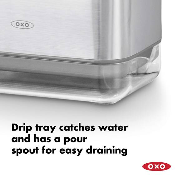 OXO Good Grips Praktischer Spülutensilien-Halter aus Edelstahl – 9,7 x 14,5 x 14 cm