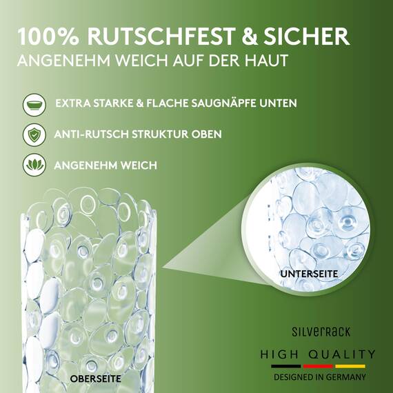 SilverRack Badewannenmatte 88x40 cm (transparent Kiesel Steinoptik) Antirutschmatte Badewanne BPA frei - Duschmatte schimmelresistent & maschinenwaschbar - Badematte rutschfest
