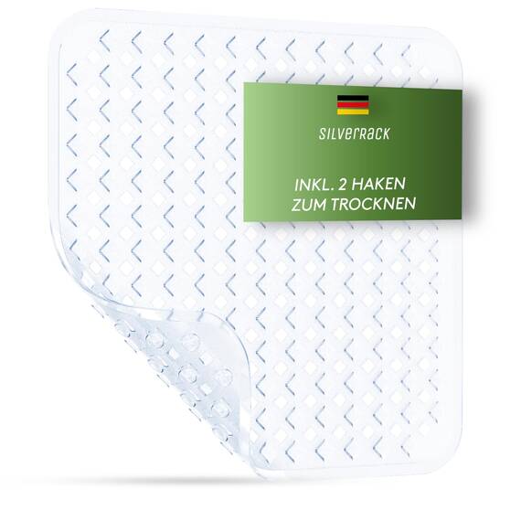 SilverRack Duschmatte rutschfest 53x53 cm (Transparent RAUTEN) - Antirutschmatte Dusche BPA frei für Kinder - Badematte maschinenwaschbar u. schimmelresistent - Duscheinlage rutschfest
