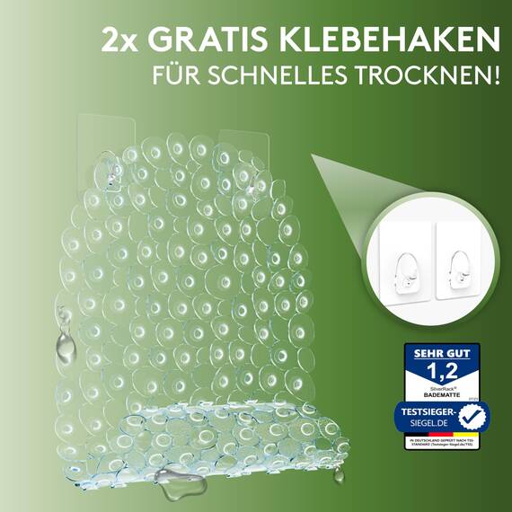 SilverRack Badewannenmatte 69x36 cm (Transparent Kiesel Steinoptik) Antirutschmatte Badewanne BPA frei - Duschmatte schimmelresistent & maschinenwaschbar - Badematte rutschfest