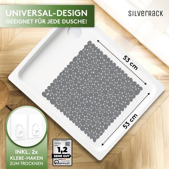 SilverRack DermaSensitive Duschmatte | 100% BPA-frei (dunkelgrau) | Steinoptik | für Kinder und Babys | rutschfeste, sichere Dusche
