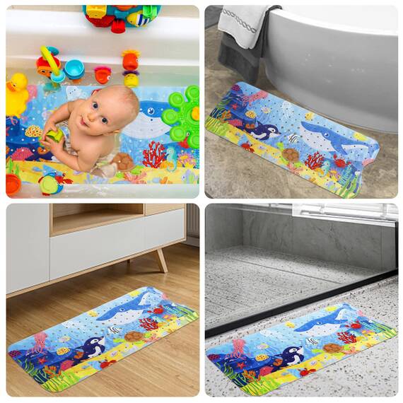 YOCOLE Badewannenmatte Kinder, 100x40cm Duschmatte Badematte Rutschfest, Antirutschmatte Badewanne Dusche Badewanneneinlage, BPA-frei PVC Bath Mat mit Saugnäpfen, Schimmelresistent & Maschinenwaschbar