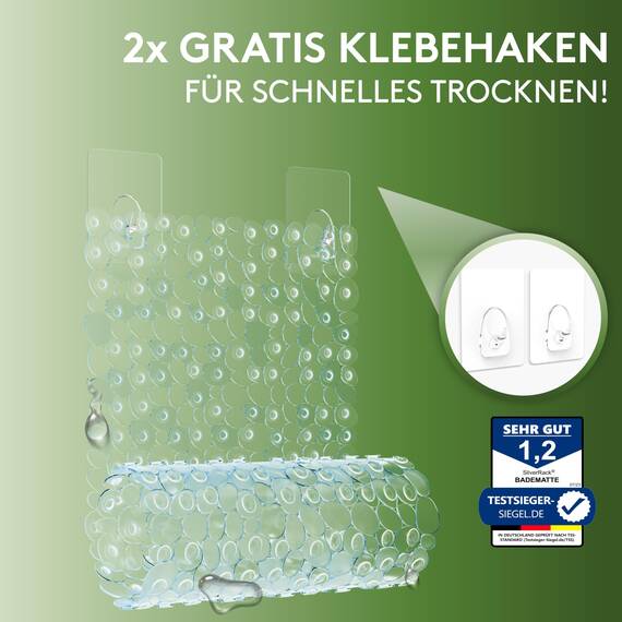 SilverRack Badewannenmatte 88x40 cm (transparent Kiesel Steinoptik) Antirutschmatte Badewanne BPA frei - Duschmatte schimmelresistent & maschinenwaschbar - Badematte rutschfest