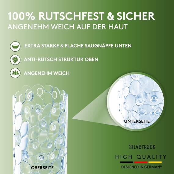 SilverRack DermaSensitive Duschmatte | 100% BPA-frei (transparenz) | Steinoptik | für Kinder und Babys | rutschfeste, sicherhaltige Duschmatte