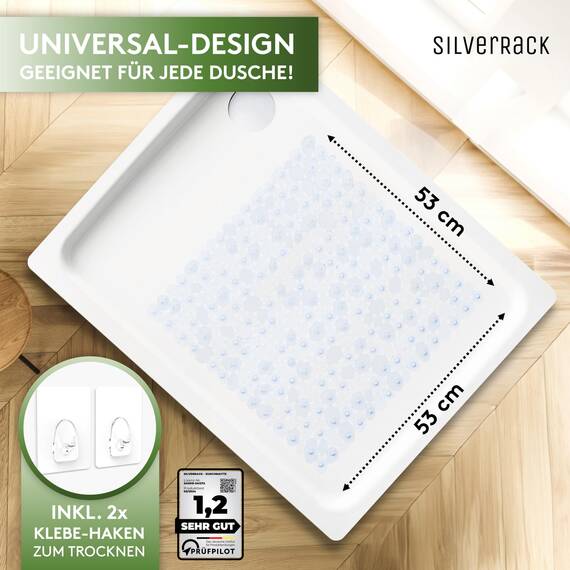 SilverRack DermaSensitive Duschmatte | 100% BPA-frei (transparenz) | Steinoptik | für Kinder und Babys | rutschfeste, sicherhaltige Duschmatte