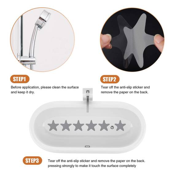 Secopad Anti-Rutsch Aufkleber 24 STK Sicherheitsstreifen für Badewanne, Klebende Sticker mit Premium Schaber für Badewanne, Dusche, Treppe (Grau)
