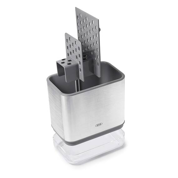 OXO Good Grips Praktischer Spülutensilien-Halter aus Edelstahl – 9,7 x 14,5 x 14 cm